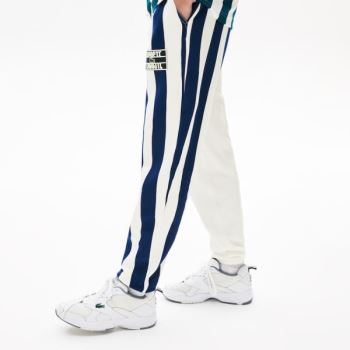 Lacoste LIVE Bicolor Fleece Tracksuit Pants Pánské - Kalhoty Bílé / Tmavě Blankyt Blankyt / Bílé | C